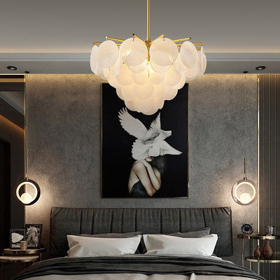 Contemporary Scandinavian Tapered Round Branch Glass Copper 6/8/10 Lights Chandelier For Living Room