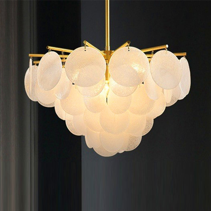 Contemporary Scandinavian Tapered Round Branch Glass Copper 6/8/10 Lights Chandelier For Living Room