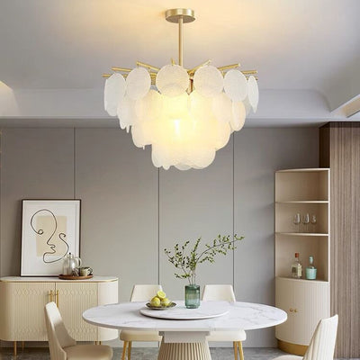 Contemporary Scandinavian Tapered Round Branch Glass Copper 6/8/10 Lights Chandelier For Living Room