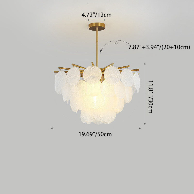 Contemporary Scandinavian Tapered Round Branch Glass Copper 6/8/10 Lights Chandelier For Living Room