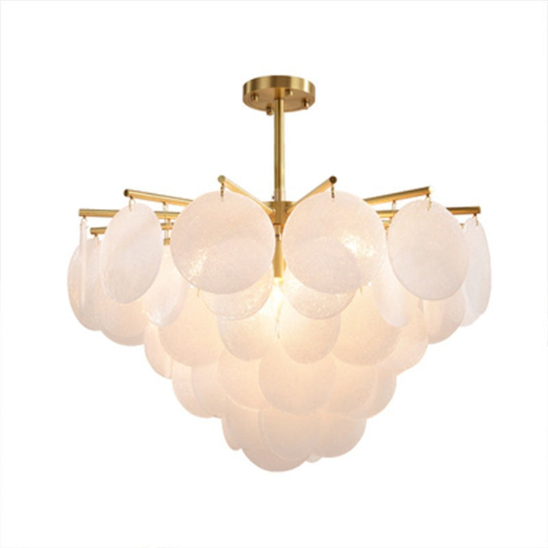 Contemporary Scandinavian Tapered Round Branch Glass Copper 6/8/10 Lights Chandelier For Living Room