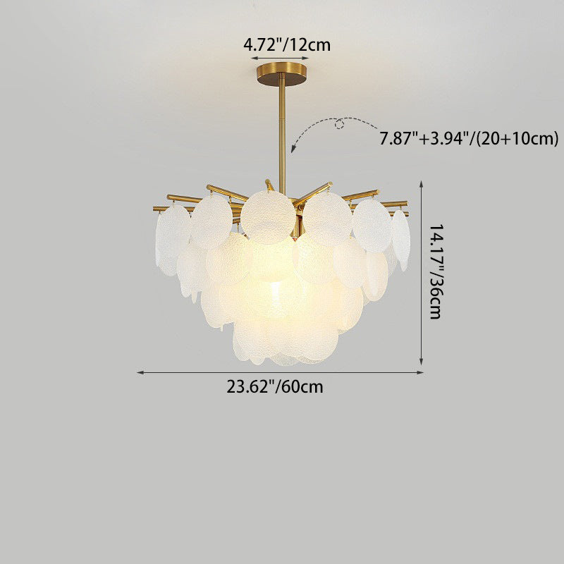 Contemporary Scandinavian Tapered Round Branch Glass Copper 6/8/10 Lights Chandelier For Living Room