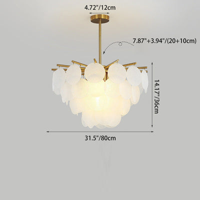 Contemporary Scandinavian Tapered Round Branch Glass Copper 6/8/10 Lights Chandelier For Living Room