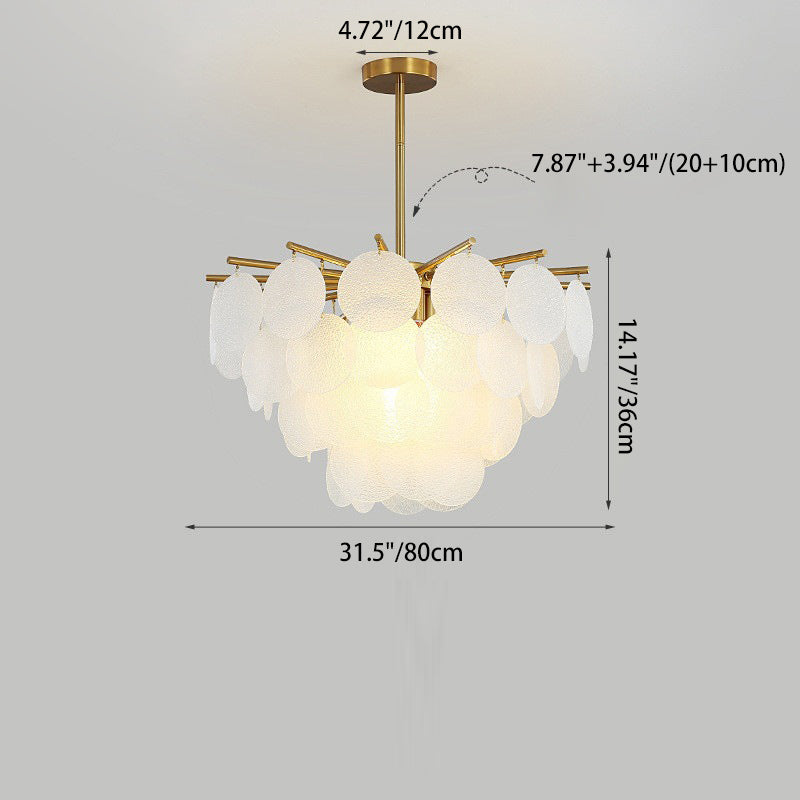 Contemporary Scandinavian Tapered Round Branch Glass Copper 6/8/10 Lights Chandelier For Living Room