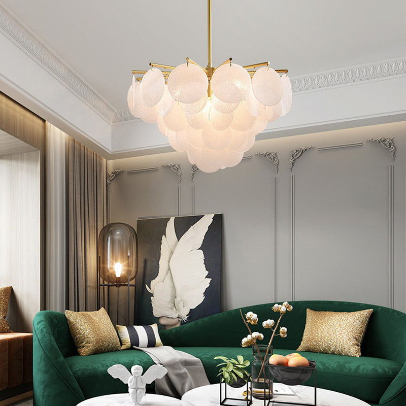 Contemporary Scandinavian Tapered Round Branch Glass Copper 6/8/10 Lights Chandelier For Living Room