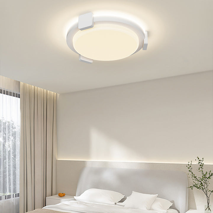 伝統的な中国風の丸型アクリル鉄製LEDフラッシュマウント天井灯 リビングルーム用 