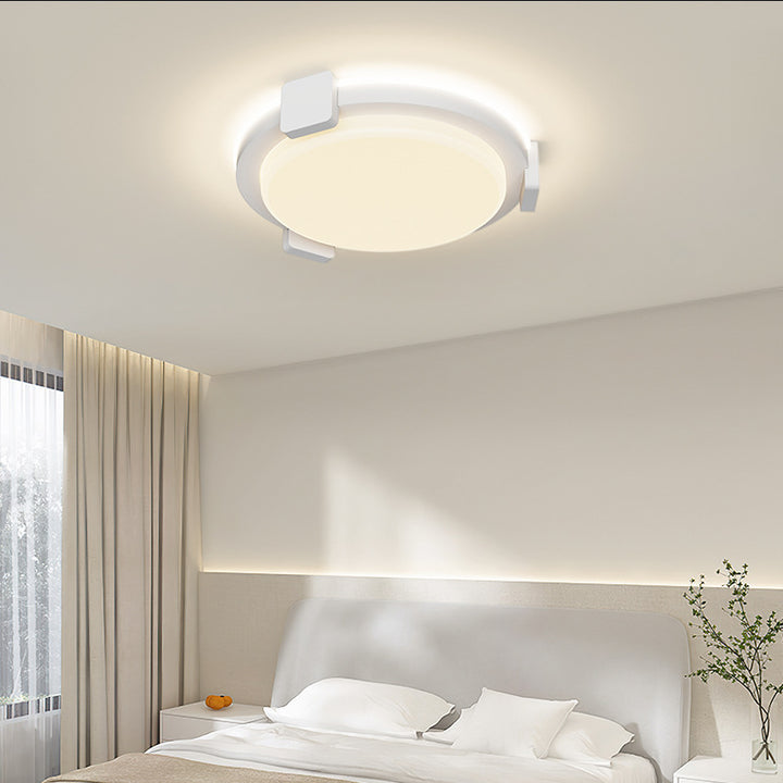 伝統的な中国風の丸型アクリル鉄製LEDフラッシュマウント天井灯 リビングルーム用 