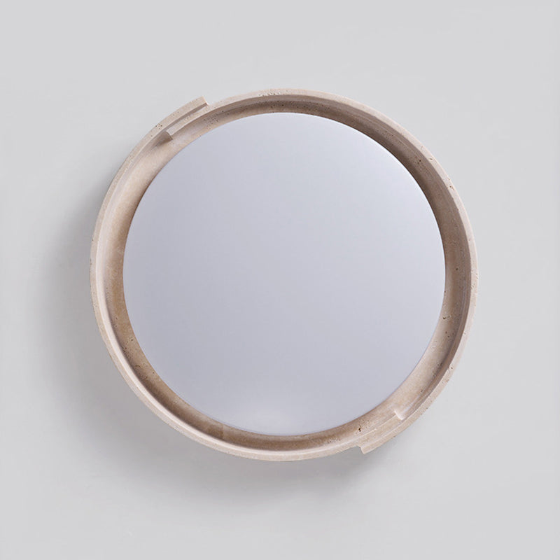 Modern Minimalist Cream Round Acrylic Yellow Travertine LED Flush Mount Ceiling Light For Living Room