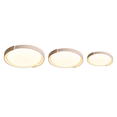 Modern Minimalist Cream Round Acrylic Yellow Travertine LED Flush Mount Ceiling Light For Living Room