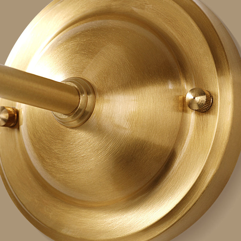 Traditional French Scalloped Round Fabric Copper 1/2 Light Wall Sconce Lamp For Living Room