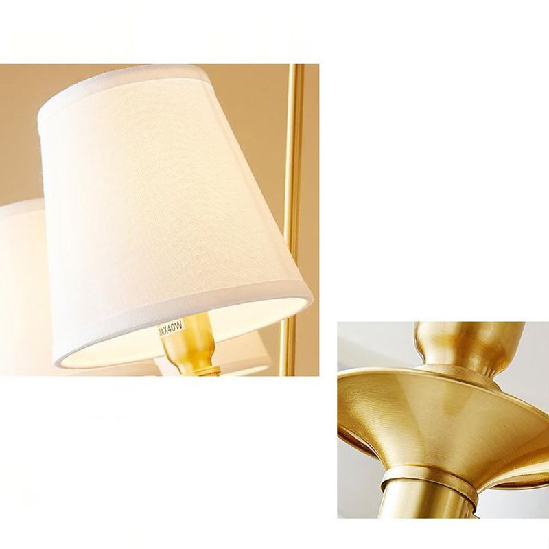 Traditional French Scalloped Round Fabric Copper 1/2 Light Wall Sconce Lamp For Living Room