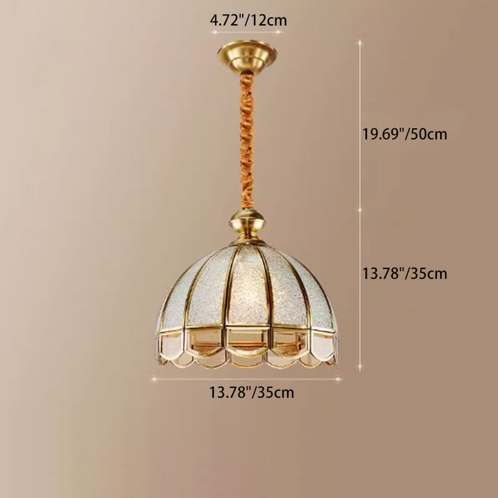 Traditioneller Vintage-Wellen-Rundglas-Kupfer 1/3/4/5 Licht-Kronleuchter für Wohnzimmer 