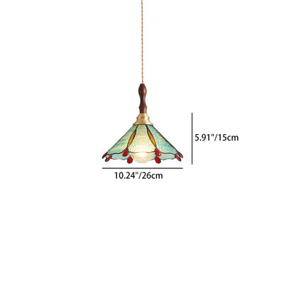 Contemporary Scandinavian Scalloped Round Leaf Glass Copper 1-Light Pendant Light For Living Room