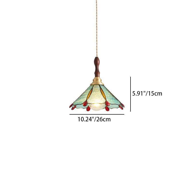 Contemporary Scandinavian Scalloped Round Leaf Glass Copper 1-Light Pendant Light For Living Room