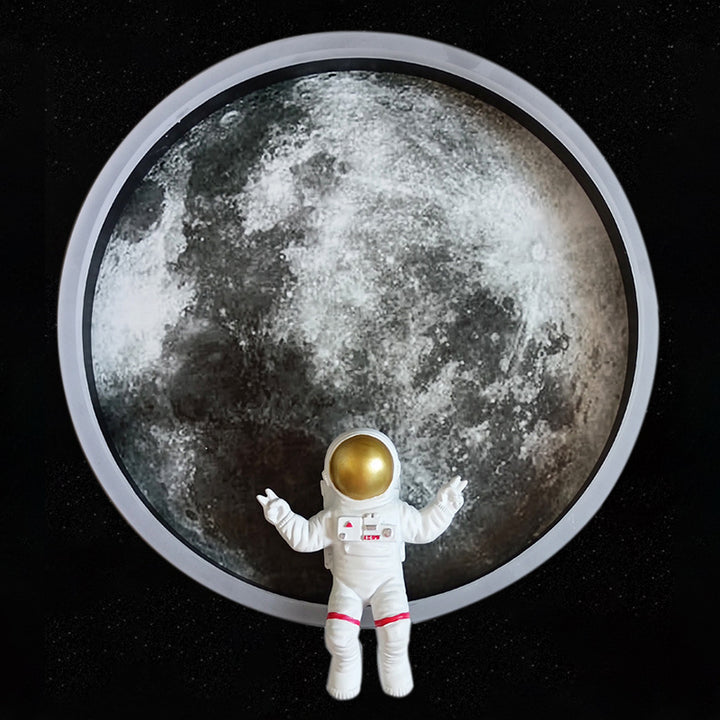 Modern Art Deco Astronaut Starry Night Round PC Aluminum Wall Sconce Lamp For Living Room