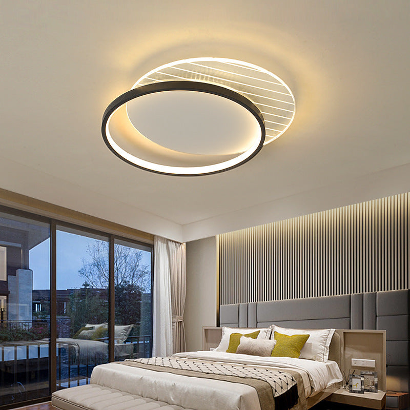 Modern Minimalist Round Square Stacking Acrylic Iron LED Flush Mount Ceiling Light For Living Room