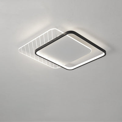 Modern Minimalist Round Square Stacking Acrylic Iron LED Flush Mount Ceiling Light For Living Room