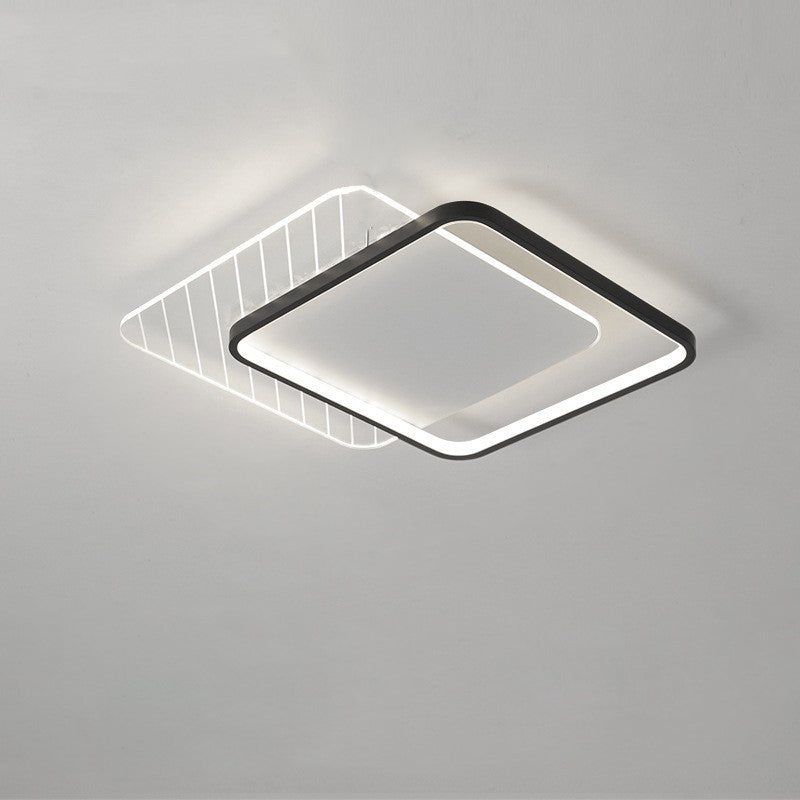 Modern Minimalist Round Square Stacking Acrylic Iron LED Flush Mount Ceiling Light For Living Room