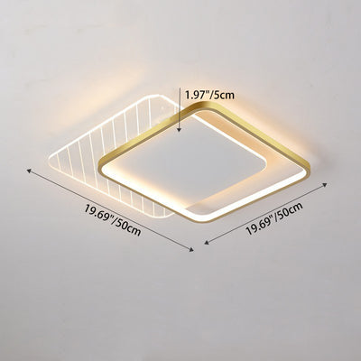 Modern Minimalist Round Square Stacking Acrylic Iron LED Flush Mount Ceiling Light For Living Room