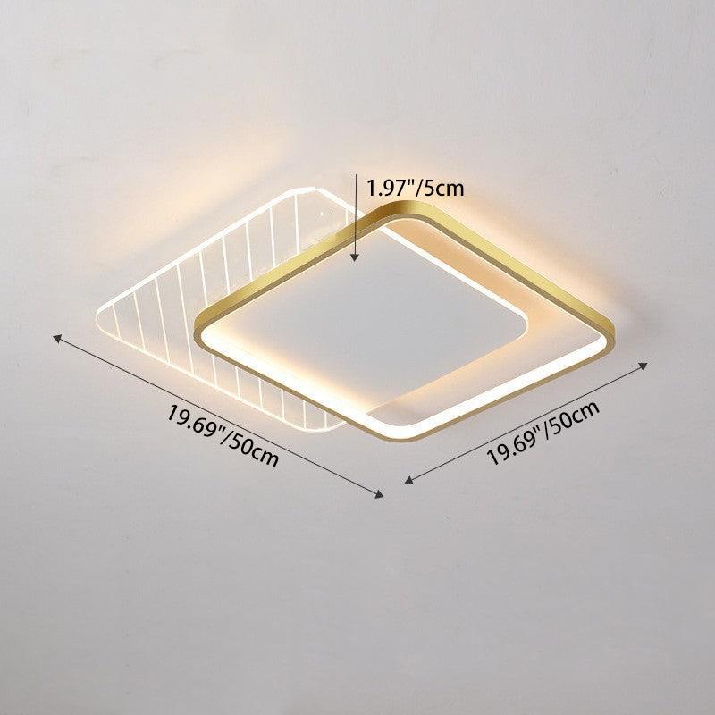 Modern Minimalist Round Square Stacking Acrylic Iron LED Flush Mount Ceiling Light For Living Room