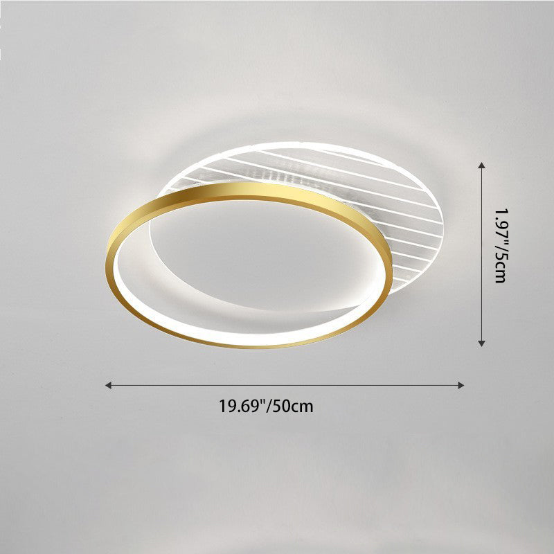 Modern Minimalist Round Square Stacking Acrylic Iron LED Flush Mount Ceiling Light For Living Room