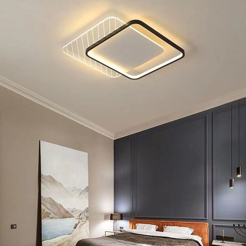 Modern Minimalist Round Square Stacking Acrylic Iron LED Flush Mount Ceiling Light For Living Room