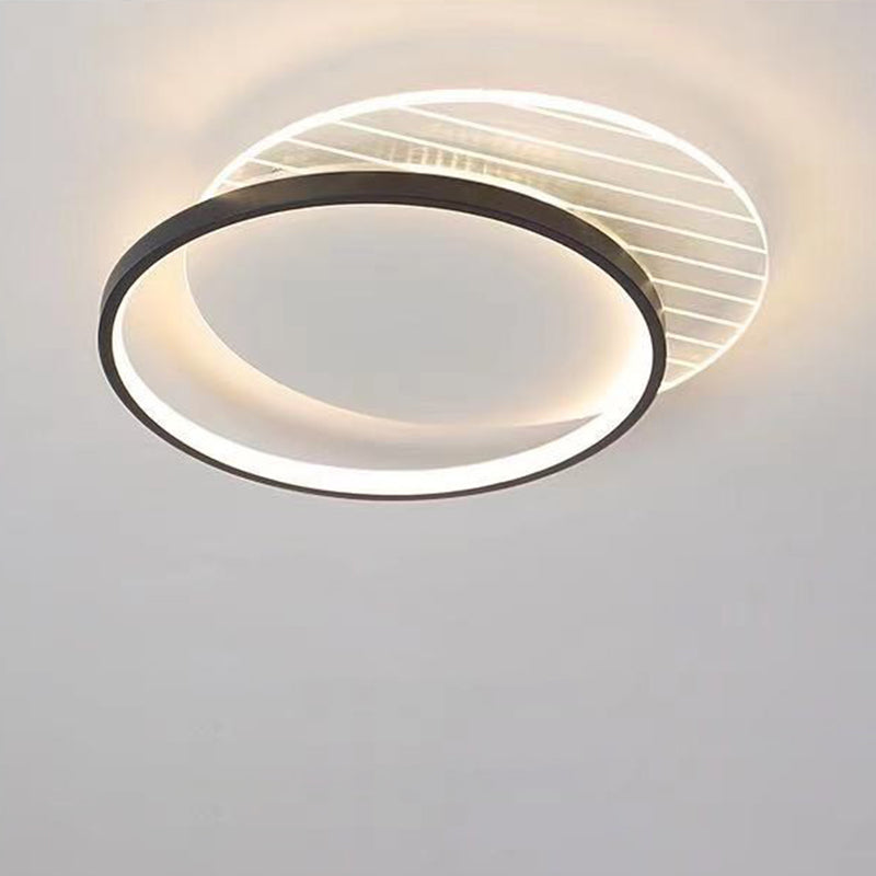 Modern Minimalist Round Square Stacking Acrylic Iron LED Flush Mount Ceiling Light For Living Room