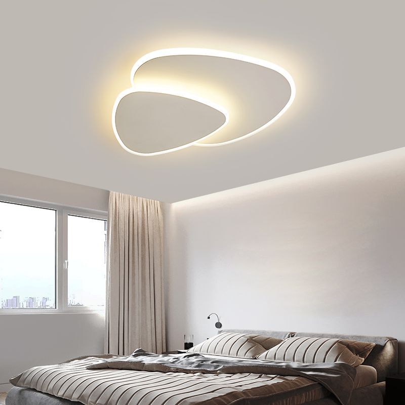 Modern Minimalist Triangle Square Stacked Acrylic Iron LED Flush Mount Ceiling Light For Living Room