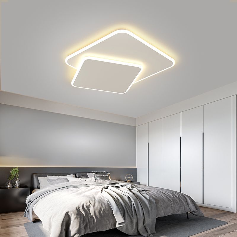 Modern Minimalist Triangle Square Stacked Acrylic Iron LED Flush Mount Ceiling Light For Living Room