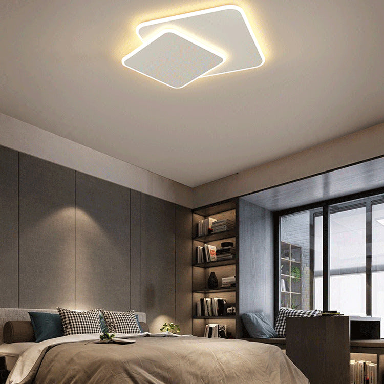 Modern Minimalist Triangle Square Stacked Acrylic Iron LED Flush Mount Ceiling Light For Living Room