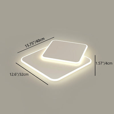 Modern Minimalist Triangle Square Stacked Acrylic Iron LED Flush Mount Ceiling Light For Living Room
