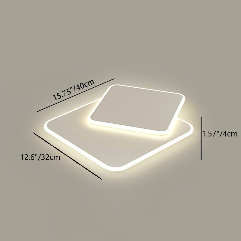Modern Minimalist Triangle Square Stacked Acrylic Iron LED Flush Mount Ceiling Light For Living Room