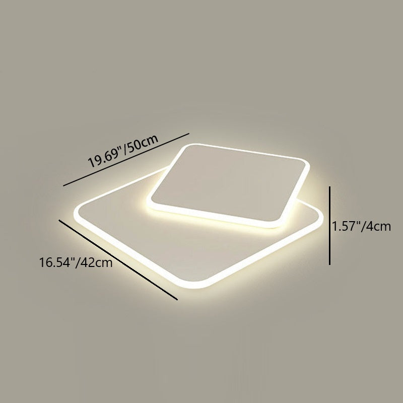 Modern Minimalist Triangle Square Stacked Acrylic Iron LED Flush Mount Ceiling Light For Living Room