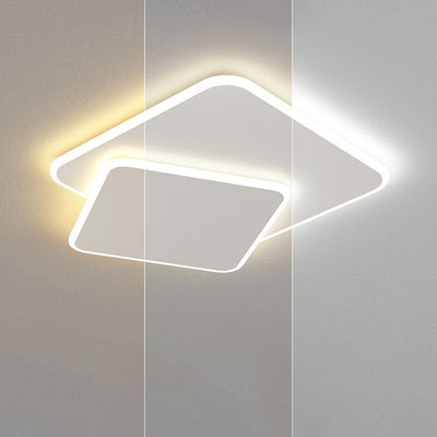 Modern Minimalist Triangle Square Stacked Acrylic Iron LED Flush Mount Ceiling Light For Living Room
