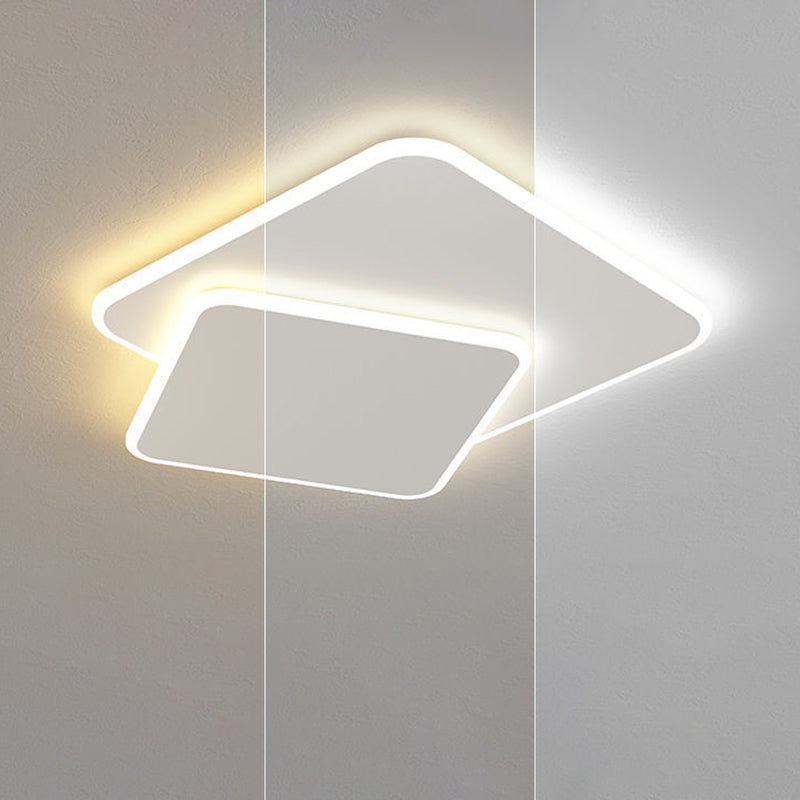 Modern Minimalist Triangle Square Stacked Acrylic Iron LED Flush Mount Ceiling Light For Living Room