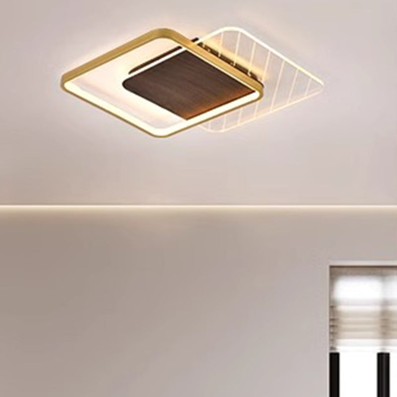 Contemporary Scandinavian Round Ring Square Acrylic Iron LED Flush Mount Ceiling Light For Living Room