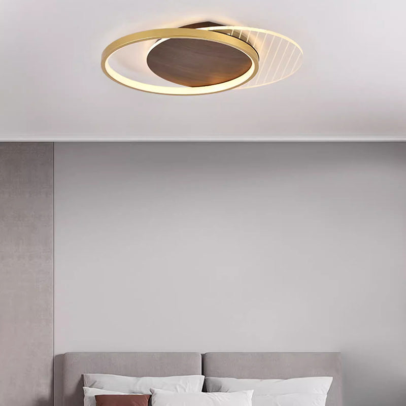 Contemporary Scandinavian Round Ring Square Acrylic Iron LED Flush Mount Ceiling Light For Living Room