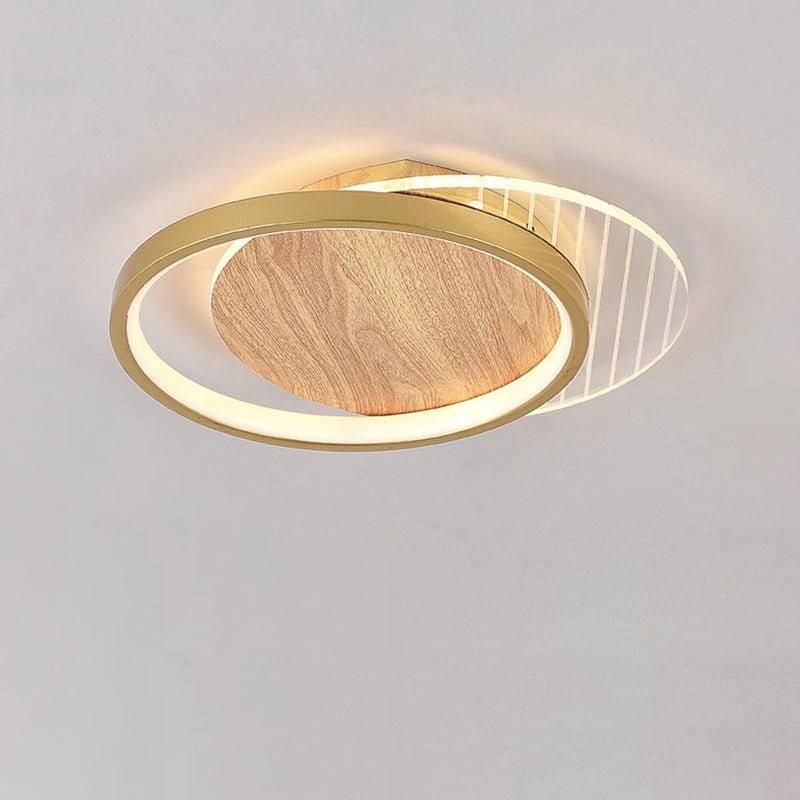Contemporary Scandinavian Round Ring Square Acrylic Iron LED Flush Mount Ceiling Light For Living Room