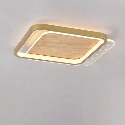 Contemporary Scandinavian Round Ring Square Acrylic Iron LED Flush Mount Ceiling Light For Living Room