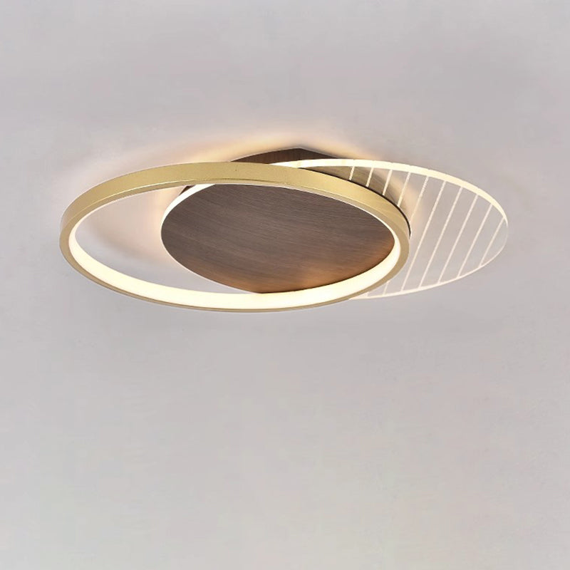Contemporary Scandinavian Round Ring Square Acrylic Iron LED Flush Mount Ceiling Light For Living Room