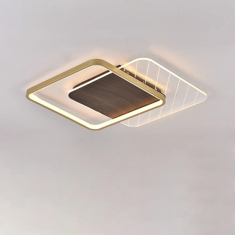 Contemporary Scandinavian Round Ring Square Acrylic Iron LED Flush Mount Ceiling Light For Living Room