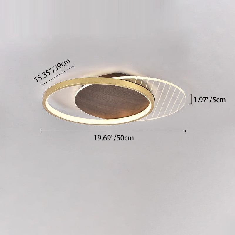 Contemporary Scandinavian Round Ring Square Acrylic Iron LED Flush Mount Ceiling Light For Living Room