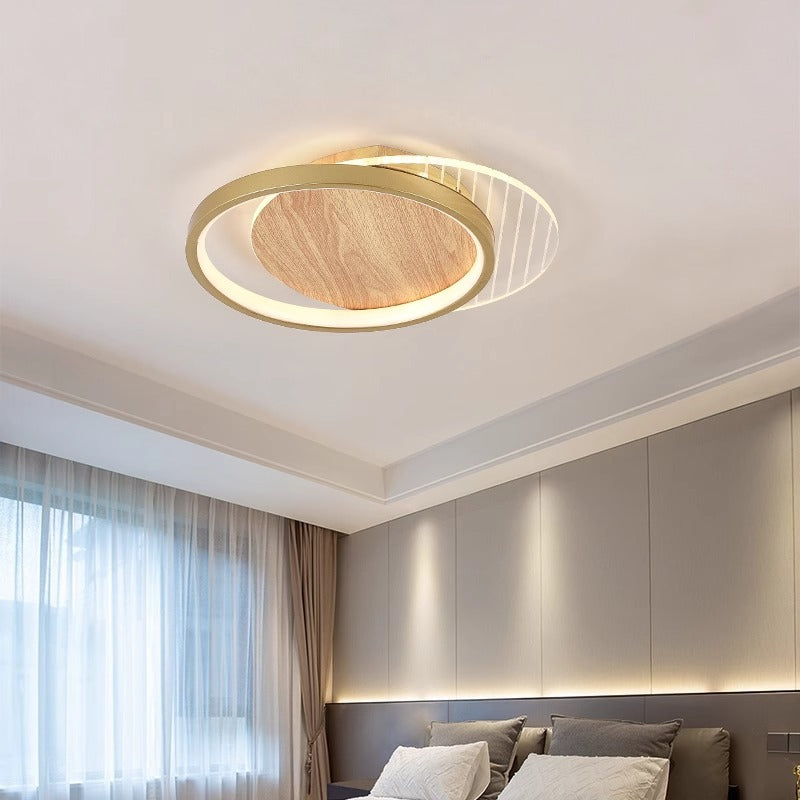Contemporary Scandinavian Round Ring Square Acrylic Iron LED Flush Mount Ceiling Light For Living Room