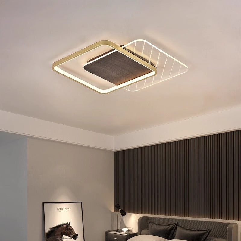 Contemporary Scandinavian Round Ring Square Acrylic Iron LED Flush Mount Ceiling Light For Living Room