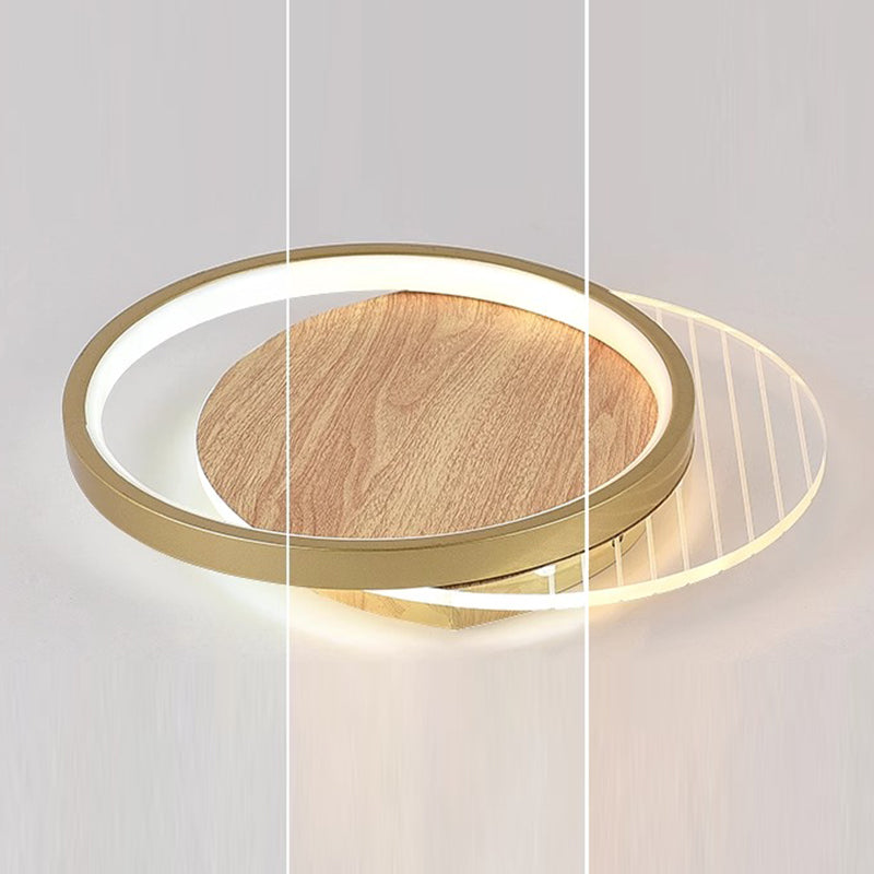 Contemporary Scandinavian Round Ring Square Acrylic Iron LED Flush Mount Ceiling Light For Living Room