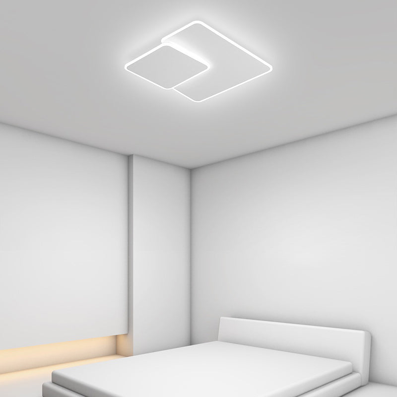 Plafonnier LED carré en acrylique et fer superposé de simplicité moderne pour salon 
