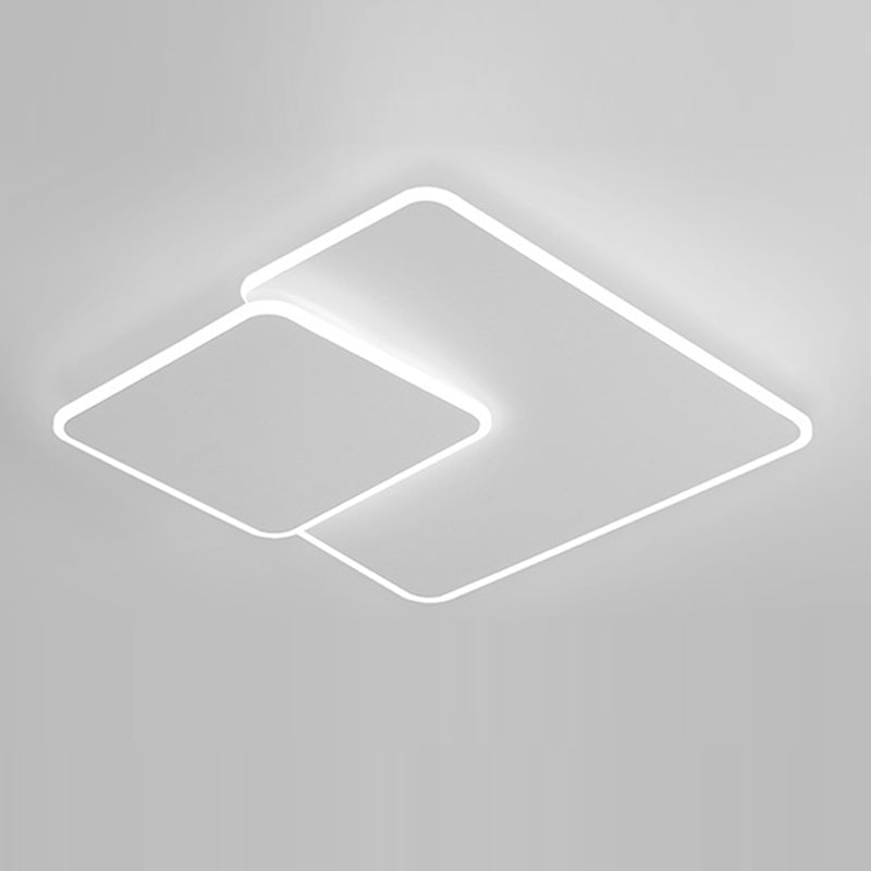 Plafonnier LED carré en acrylique et fer superposé de simplicité moderne pour salon 