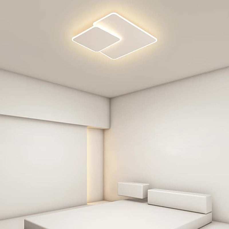 Plafonnier LED carré en acrylique et fer superposé de simplicité moderne pour salon 