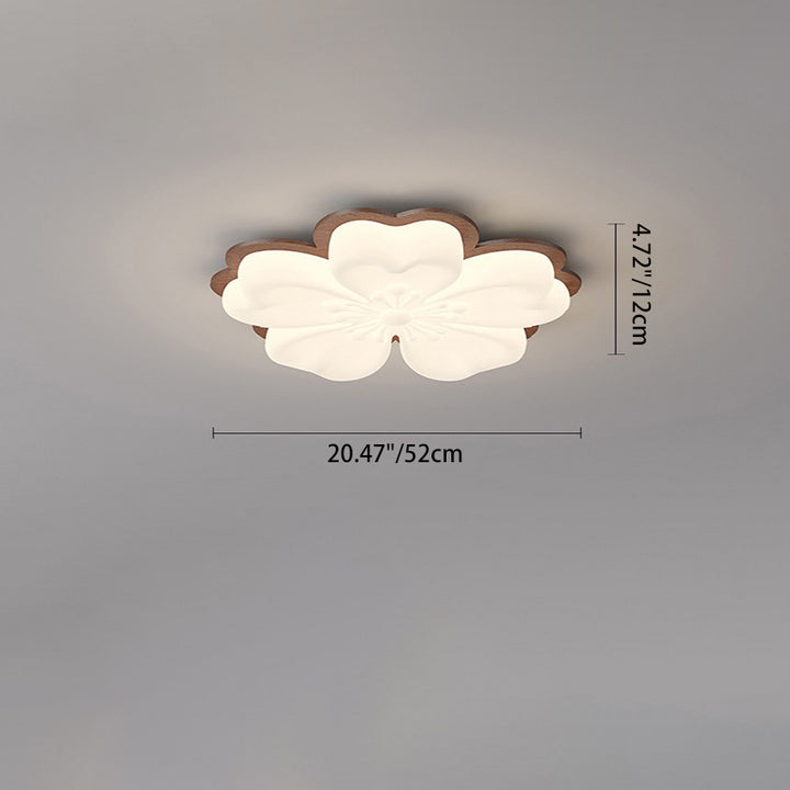Lustre Plafonnier LED en Bois Massif PE Forme Florale Art Déco Moderne pour Salon 