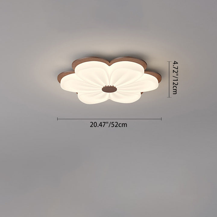 Lustre Plafonnier LED en Bois Massif PE Forme Florale Art Déco Moderne pour Salon 